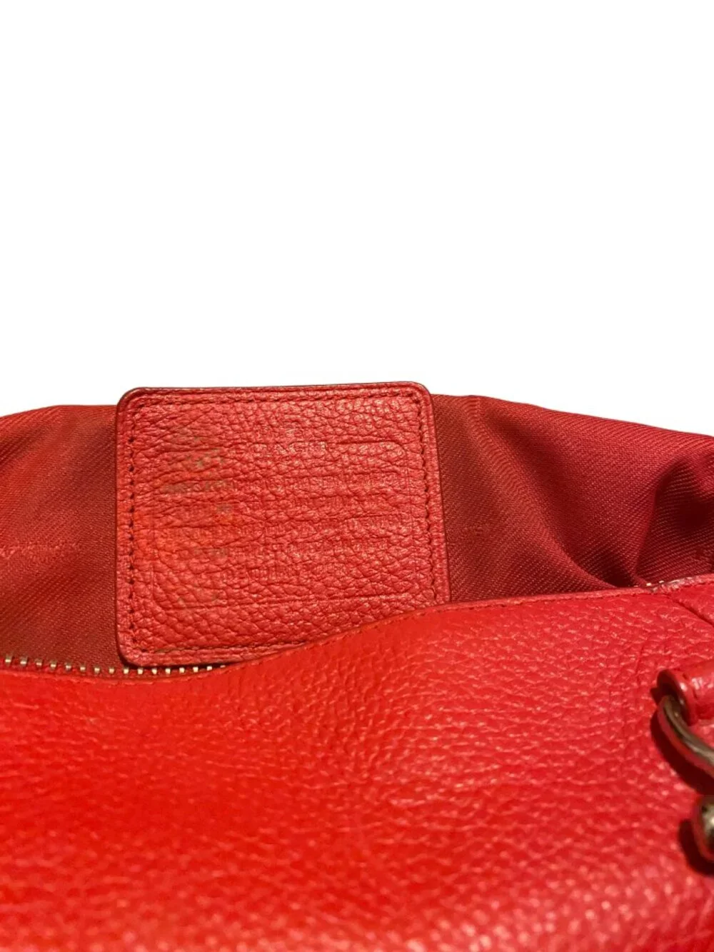 Coach Prairie Satchel Red Pebbled Leather Shoulder Bag Silver Hardware Zip Tote